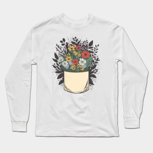 Large pocket with flowers Long Sleeve T-Shirt